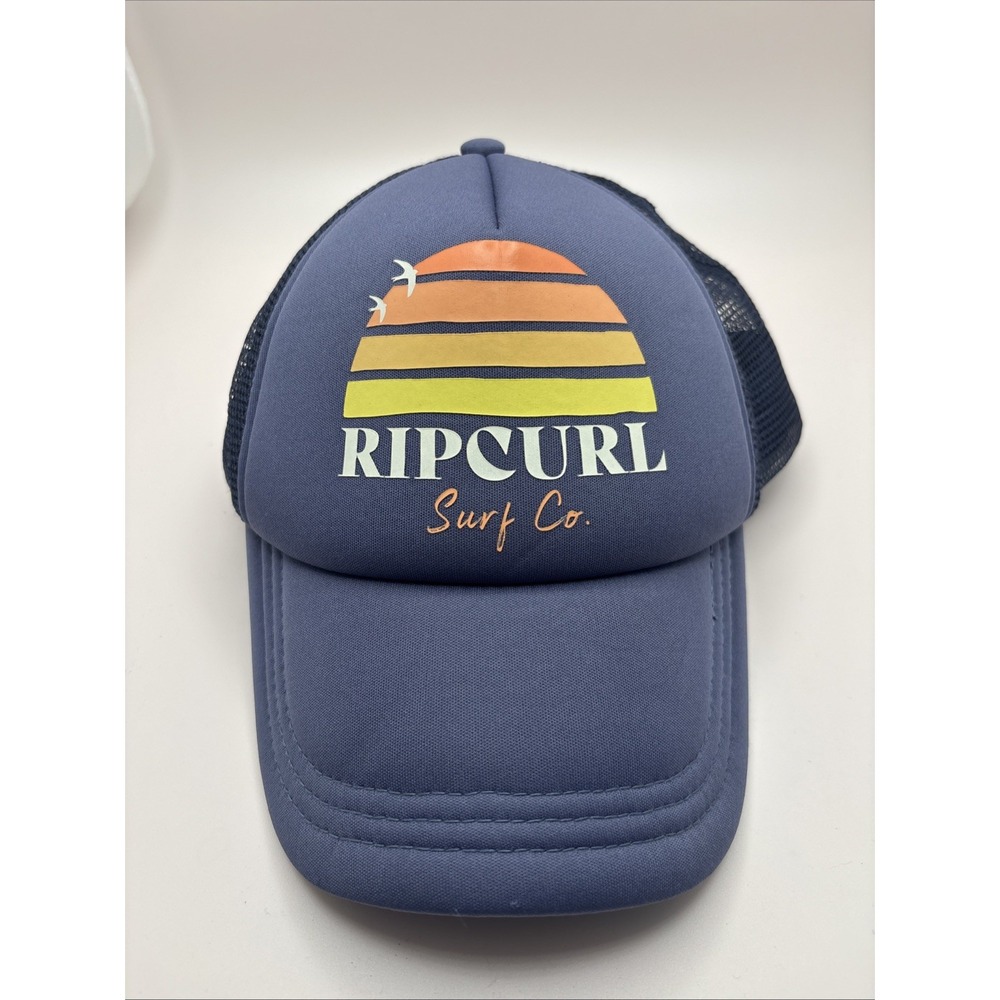 Rip Curl Surf Co Trucker Hat Navy Blue Retro Sunset Mesh Snapback Cap